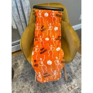 Happy Halloween Skeleton Plush Throw Blanket